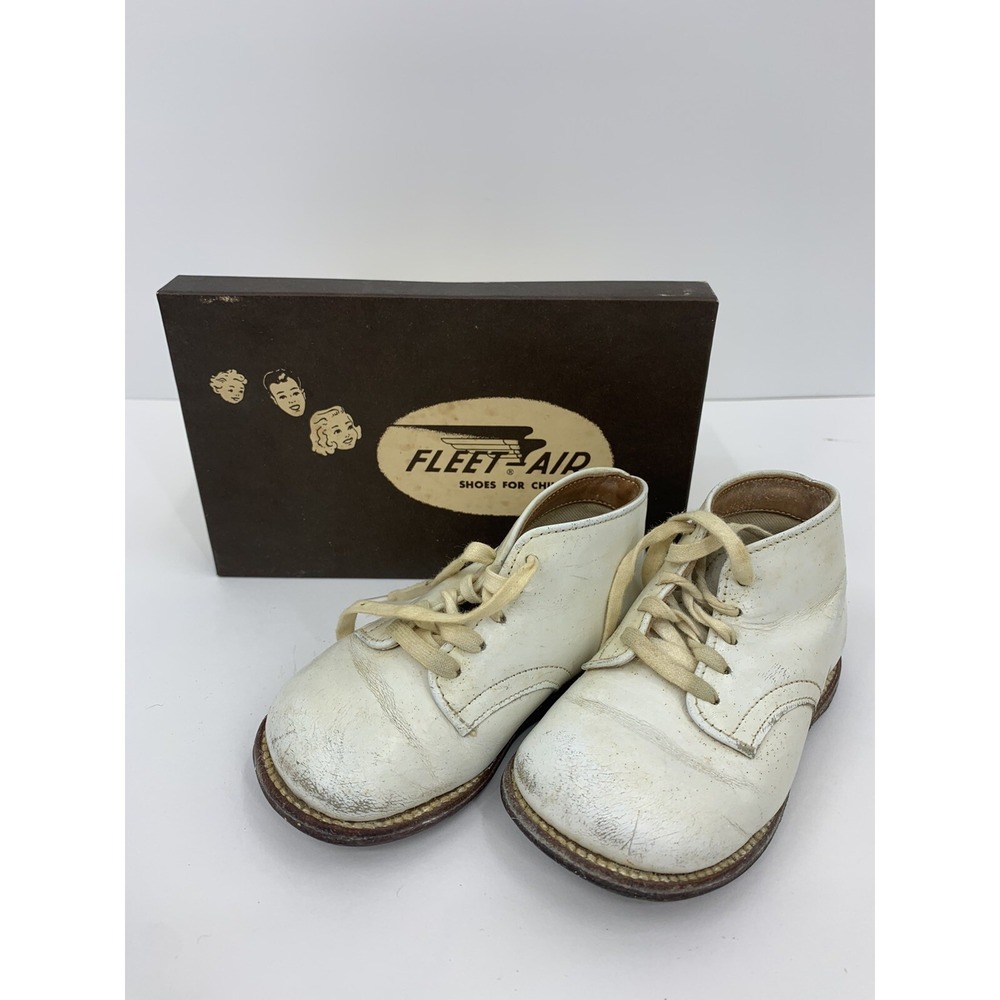 Vintage Fleet Air White Baby Toddler Shoes Size 4.5 Original Box